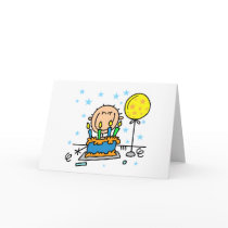Stick Figure Boy With Birthday Cake Gifts cards