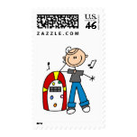 Stick Figure Boy with Jukebox Tshirts and Gifts Stamp