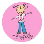 Stick Figure Breast Cancer Support Round Sticker