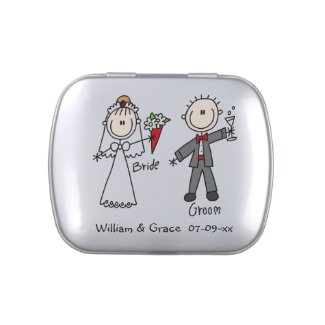 Stick Figure Bride and Groom Candy Tins