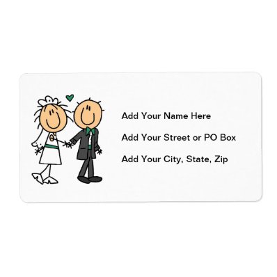 Stick Figure Bride and Groom T-shirts and Gifts Shipping Labels