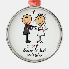   Stick Figure Bride & Groom Personalized Christmas Ornament