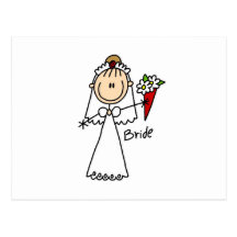 Stick Figure Bride T shirts and Gifts Postcard