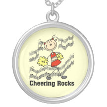 Stick Figure Cheering Rocks T-shirts and Gifts Personalized Necklace