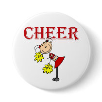 Stick Figure Cheerleader buttons