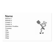 Stick Figure Chef With Fork Business Card Template