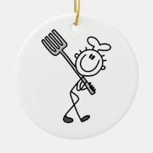Stick Figure Chef With Fork Ornaments
