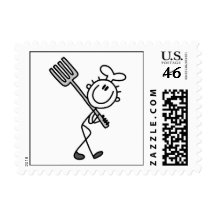 Stick Figure Chef With Fork Postage Stamps