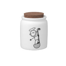 Stick Figure Chef With Ladle Candy Dishes