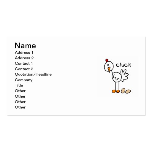 Stick Figure Chicken T-shirts and Gifts Business Cards