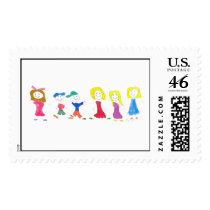 Stick Figure Children 2 Custom Postage postage by ginyhogan Stick Figure Children 2 Custom Postage postage