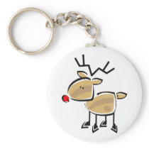 Stick Figure Christmas Reindeer Keychain