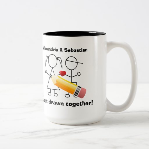 Stick Figure Couple With Heart Drawn Together TwoTone Coffee Mug Zazzle