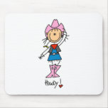 Stick Figure Cowgirl in Pink Hat/Boots Mousepad