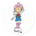 Stick Figure Cowgirl in Pink Hat/Boots Sticker