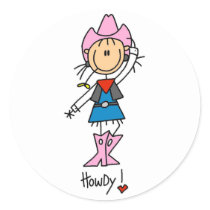 Stick Figure Cowgirl in Pink Hat/Boots Sticker by stick_figures Stick Figure Cowgirl in Pink Hat/Boots Sticker