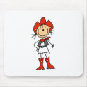 Stick Figure Cowgirl Red Hat and Boots Mousepad by stick_figures Stick Figure Cowgirl Red Hat and Boots Mousepad