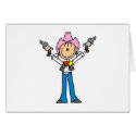 Stick Figure Cowgirl Sheriff Card