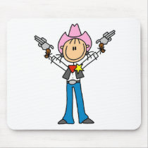 Stick Figure Cowgirl Sheriff Mousepad