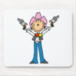 Stick Figure Cowgirl Sheriff Mousepad