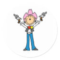 Stick Figure Cowgirl Sheriff Stickers