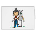 Stick Figure Cowgirl with Horse Card