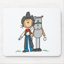 Stick Figure Cowgirl with Horse Mousepad by stick_figures Stick Figure Cowgirl with Horse Mousepad