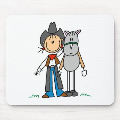 Stick Figure Cowgirl with Horse Mousepad by stick_figures