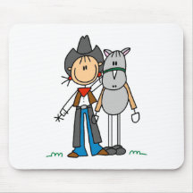 Stick Figure Cowgirl with Horse Mousepad