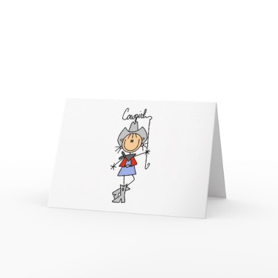 Stick Figure Cowgirl with Lasso Card by stick_figures