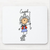 Stick Figure Cowgirl with Lasso Mousepad by stick_figures Stick Figure Cowgirl with Lasso Mousepad