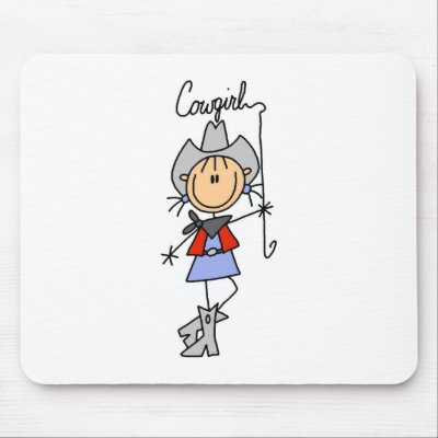 Stick Figure Cowgirl with Lasso Mousepad by stick_figures