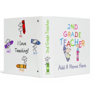 Stick Figure Crayons 2nd Grade Teacher Binder binder