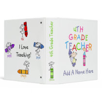 Stick Figure Crayons 4th Grade Teacher Binder