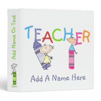 Stick Figure Crayons Teacher Binder binders