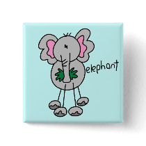 Stick Figure Elephant Tshirts and Gifts Buttons