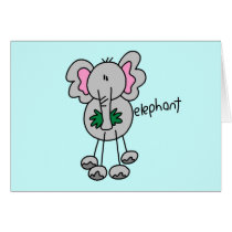 Stick Figure Elephant Tshirts and Gifts Greeting Card