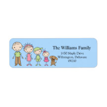 Stick Figure Family Return Address Labels