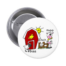 Stick Figure Farm Animals Tshirts and Gifts Pinback Buttons