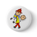 Stick Figure Firefighter Saving Lives Button by stick_figures Stick Figure Firefighter Saving Lives Button