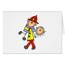 Stick Figure Firefighter Saving Lives Cards
