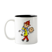 Stick Figure Firefighter Saving Lives Mug by stick_figures Stick Figure Firefighter Saving Lives Mug