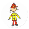 Stick Figure Firefighter Stickers
