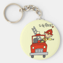 Stick Figure Firefighter to the Rescue Key Chain