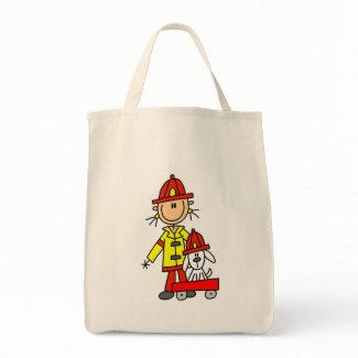 Stick Figure Firefighter with Dalmation bag