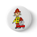 Stick Figure Firefighter with Dalmation Button by stick_figures Stick Figure Firefighter with Dalmation Button