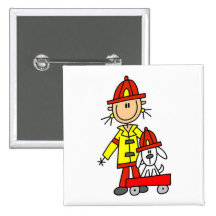Stick Figure Firefighter with Dalmation Buttons