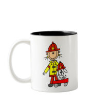 Stick Figure Firefighter with Dalmation Mug by stick_figures Stick Figure Firefighter with Dalmation Mug