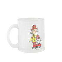 Stick Figure Firefighter with Dalmation Mugs