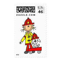 Stick Figure Firefighter with Dalmation Stamps
